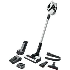 Bosch Serie | 8 Unlimited BBS812PCK, Stielstaubsauger (weiß, POWER FOR ALL ALLIANCE, 2x Li-Ion 18V Akkupack)