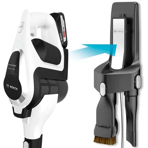 Bosch Serie | 8 Unlimited BBS812PCK, Stielstaubsauger (weiß, POWER FOR ALL ALLIANCE, 2x Li-Ion 18V Akkupack) – Bild 7
